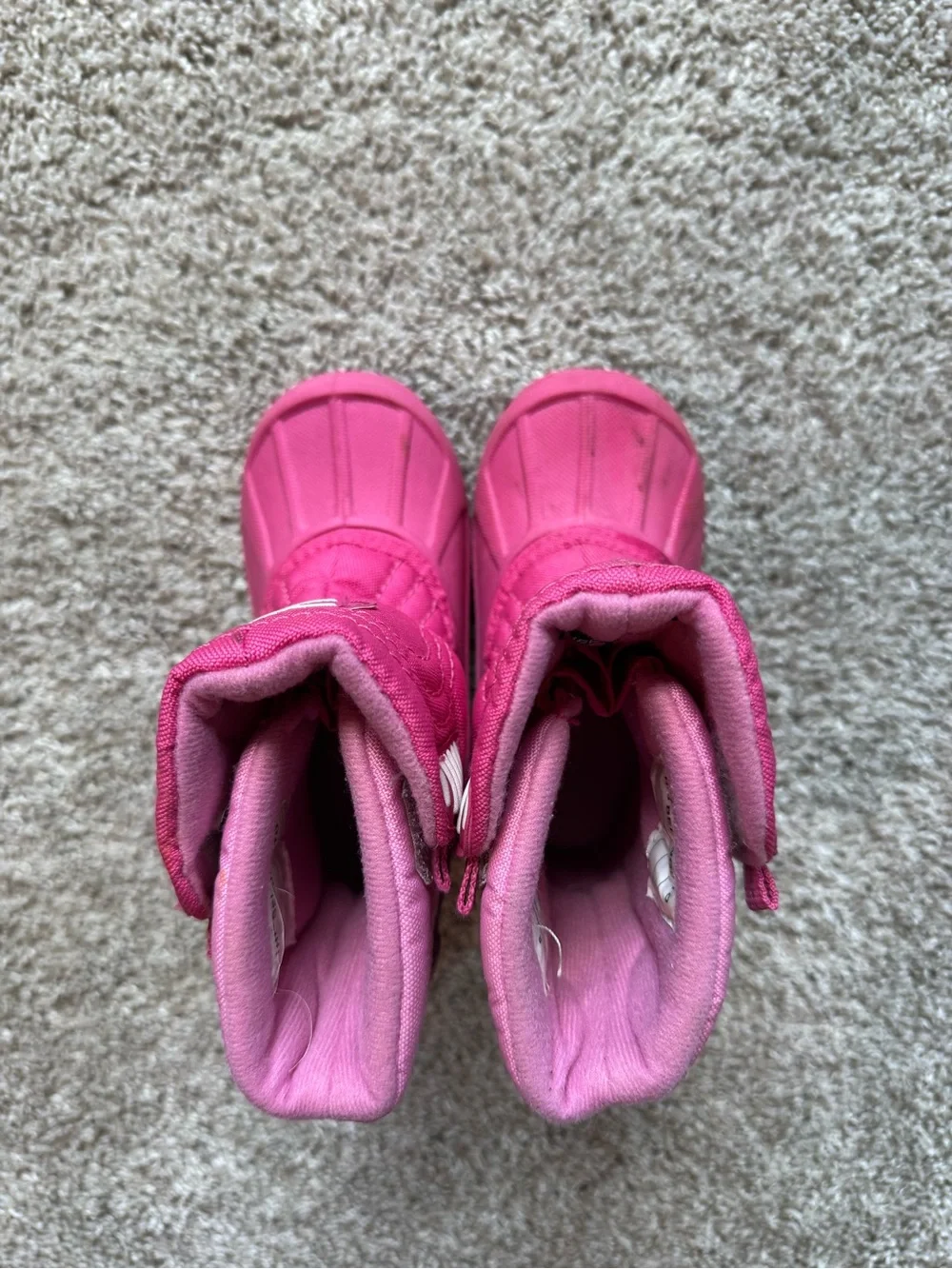 Girls Pink Snow Boots Size 8 Winter Waterproof Pull-On Boots Slip on